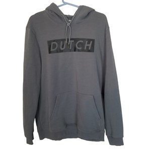 Dutch Brothers Mens M Gray Spell Out Long Sleeves Pullover Hoodie Sweatshirt